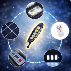 SolarNova W788B-5 napelemes LED utcai lámpa – mozgásérzékelős kültéri kerti és utcai lámpa - Image 3