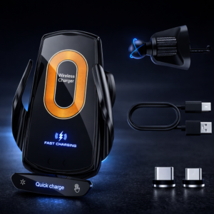 V57 autós vezeték nélküli telefontartó töltő – 15W gyors Qi töltés, infrás szenzoros tartó (BBD) - Image 4