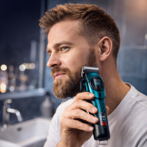 VGR V-166 professzionális akkus hajvágó – vezeték nélküli haj- és szakállvágó LED kijelzővel, rozsdamentes acél pengékkel, türkiz (BBD) - Image 2