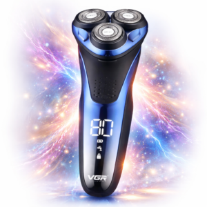 VGR V-306 háromfejes elektromos borotva – forgó körkéses férfi borotvagép USB töltéssel, vízálló akkus borotva 80 perc üzemidővel (BBD) - Image 5