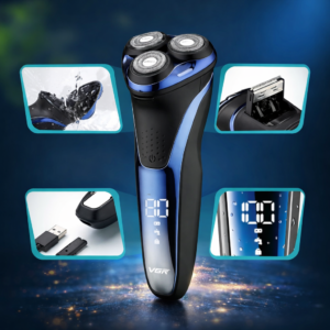 VGR V-306 háromfejes elektromos borotva – forgó körkéses férfi borotvagép USB töltéssel, vízálló akkus borotva 80 perc üzemidővel (BBD) - Image 3