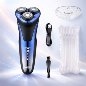 VGR V-306 háromfejes elektromos borotva – forgó körkéses férfi borotvagép USB töltéssel, vízálló akkus borotva 80 perc üzemidővel (BBD) - Image 4