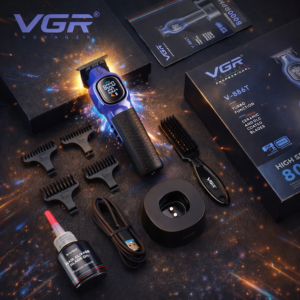 VGR V-886T professzionális akkus hajvágó és szakállvágó – digitális kijelzős vezeték nélküli hajnyíró precíz haj- és szakállvágáshoz (BBD) - Image 3