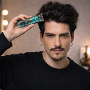 VGR V-961 prémium akkus haj- és szakállvágó – vezeték nélküli trimmer  4 vezetőfésű 1/3/5/7 mm - digitális kijelzővel, átlátszó dizájn (BBD) - Image 2