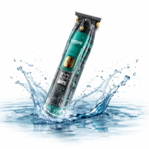 VGR V-961 prémium akkus haj- és szakállvágó – vezeték nélküli trimmer  4 vezetőfésű 1/3/5/7 mm - digitális kijelzővel, átlátszó dizájn (BBD) - Image 5