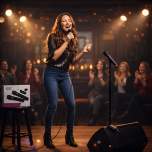 WEISRE DM-2206 vezeték nélküli mikrofon szett – 2 db karaoke mikrofon, jack vevővel, tiszta hangzás (BBD) - Image 2