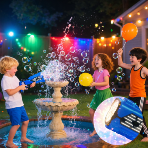 Aquablast automata buborékfújó gép gyerekeknek LED világítással és buborékfolyadékkal, kék (BBJ) - Image 2