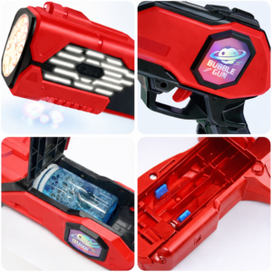 Aquablast automata buborékfújó gép gyerekeknek LED világítással és buborékfolyadékkal, piros (BBJ) - Image 3