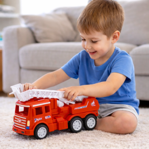 IgniTruck szirénázó és világító tűzoltó autó játék – 6 kerekű mentő jármű hang- és fényhatásokkal gyerekeknek (BBJ) - Image 3