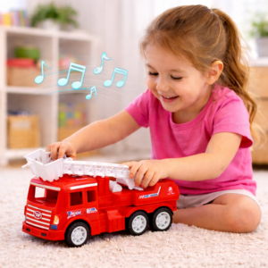 IgniTruck szirénázó és világító tűzoltó autó játék – 6 kerekű mentő jármű hang- és fényhatásokkal gyerekeknek (BBJ) - Image 4