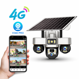 KL25-328 4G napelemes biztonsági kamera – forgatható kültéri PTZ kamera éjjellátással és telefonos megfigyeléssel V380 Pro (BBD) - Image 1