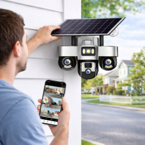 KL25-328 4G napelemes biztonsági kamera – forgatható kültéri PTZ kamera éjjellátással és telefonos megfigyeléssel V380 Pro (BBD) - Image 2