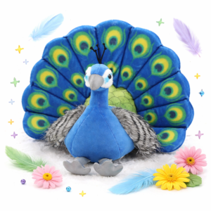 Kék páva formájú plüss párna – dekoratív, puha díszpárna lakásdekorációhoz és ajándéknak (BBJ) - Image 6