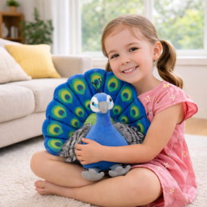 Kék páva formájú plüss párna – dekoratív, puha díszpárna lakásdekorációhoz és ajándéknak (BBJ) - Image 2