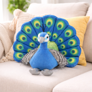 Kék páva formájú plüss párna – dekoratív, puha díszpárna lakásdekorációhoz és ajándéknak (BBJ) - Image 4