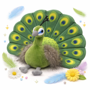 Zöld páva formájú plüss párna – dekoratív, puha díszpárna lakásdekorációhoz és ajándéknak (BBJ) - Image 6