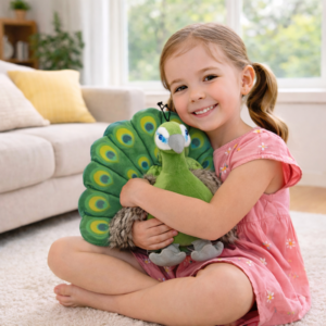 Zöld páva formájú plüss párna – dekoratív, puha díszpárna lakásdekorációhoz és ajándéknak (BBJ) - Image 2