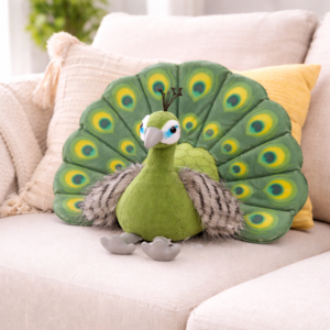 Zöld páva formájú plüss párna – dekoratív, puha díszpárna lakásdekorációhoz és ajándéknak (BBJ) - Image 4