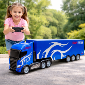 Távirányítós kék kamion pótkocsival 1:16 – amerikai stílusú RC teherautó gyerekeknek (BBJ) - Image 2