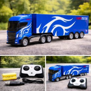 Távirányítós kék kamion pótkocsival 1:16 – amerikai stílusú RC teherautó gyerekeknek (BBJ) - Image 3