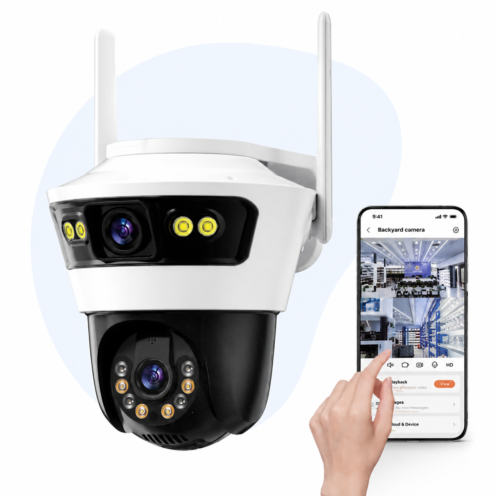 Jortan Dual Camera IP66 Smart WiFi kamera – kültéri forgatható biztonsági megfigyelő kamera éjjellátóval (BBD) 1