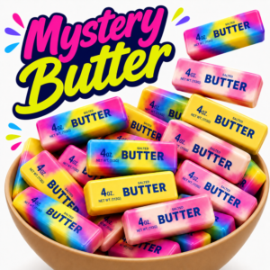 Mystery Butter Squishy stresszoldó játék 4oz – puha nyomkodható hab fidget játék random színekben (BBE)
