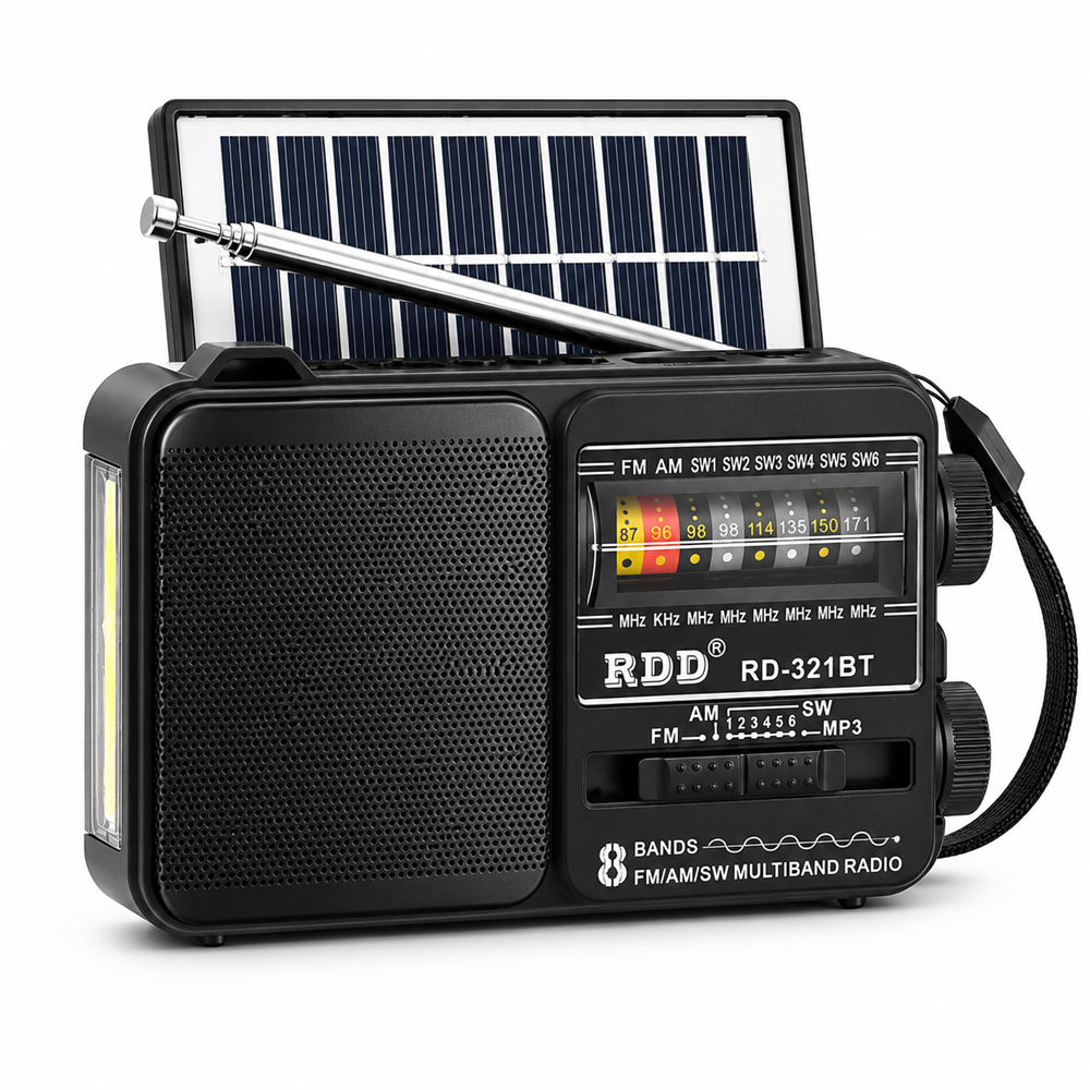 RDD hordozható Bluetooth rádió és napelemes LED hangszóró USBTF lejátszóval – RD-321BTS (BBJH) 1
